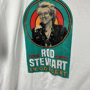 Rod Stewart 2022 Tour Concert T-Shirt White Graphic Tee Size 2XL Rock Music